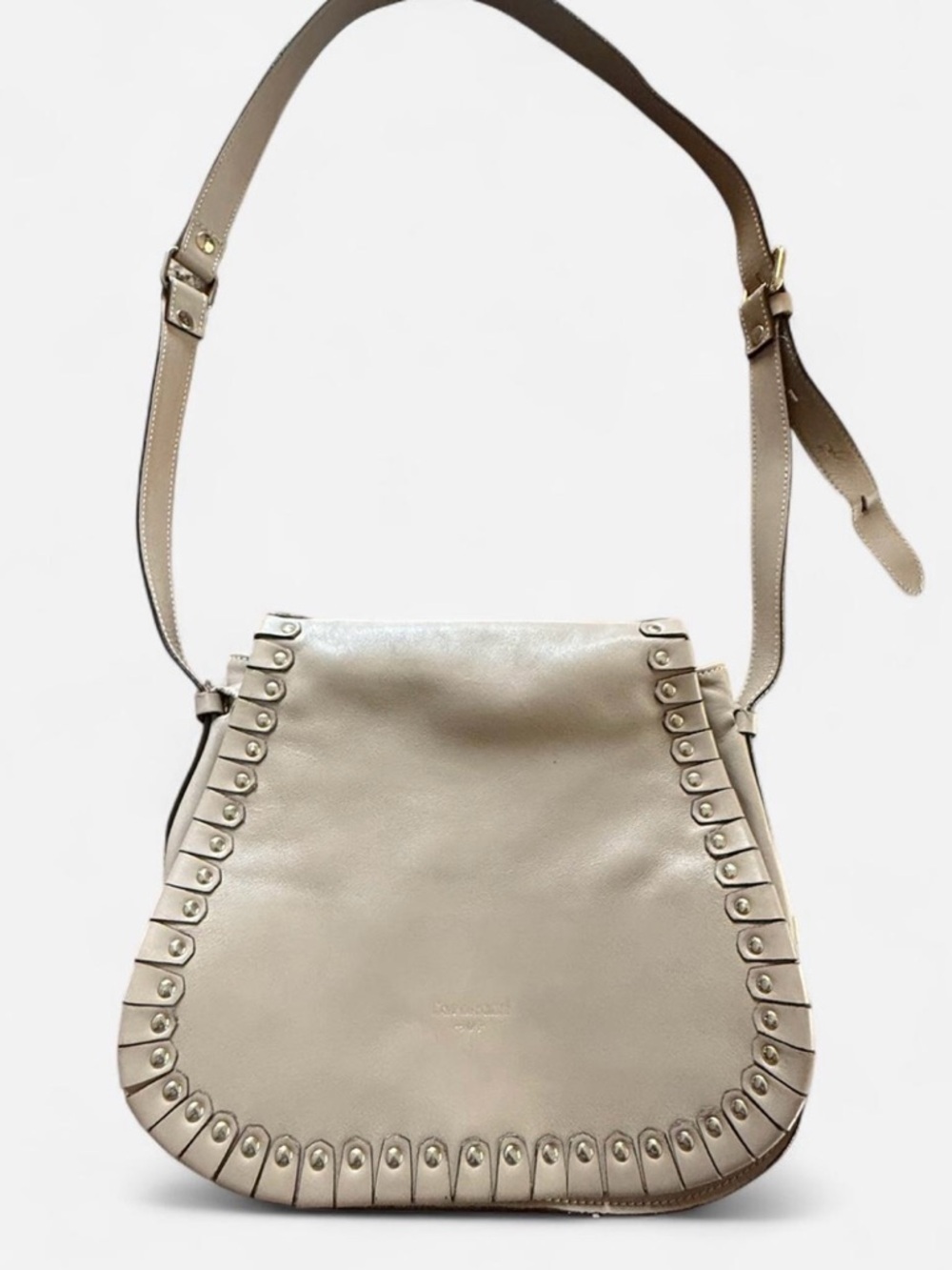 Calvalcanti Neutral Taupe Shoulder Bag with Studded Edge